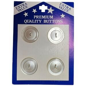 Vintage Premium Clear Translucent Buttons 4pc Card Two Hole Sew